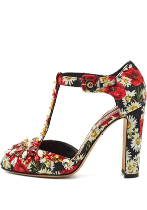 Dolce & Gabbana Pre-Owned floral-print crystal-embellished pumps - Black