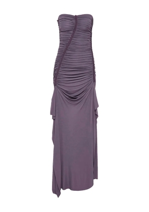 Christopher Esber Shibari ruche strapless jersey maxi dress - Purple