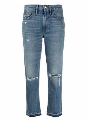 FRAME distressed mid-rise cropped jeans - Blue