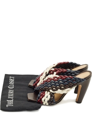 Bottega Veneta Pre-Owned Canalazzo woven leather slide sandals - Blue