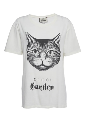 Gucci Pre-Owned feline-print crew-neck T-shirt - White