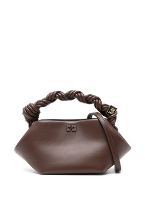 GANNI twisted-handle logo tote bag - Brown