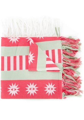 Undercover printed frayed scarf - Red