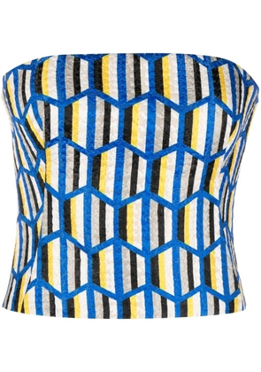 Gemy Maalouf geometric-pattern strapless top - Blue