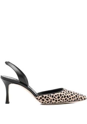 Manolo Blahnik 70mm Carolyne pointed leopard-pattern pumps - Neutrals