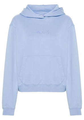 Woolrich logo-embroidered cotton hoodie - Blue