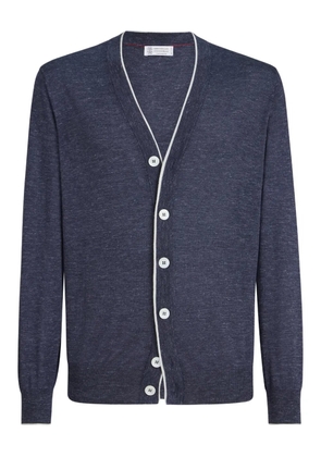 Brunello Cucinelli button-fastening V-neck cardigan - Blue