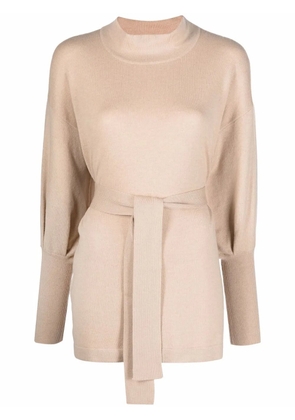 Fabiana Filippi belted puff sleeve jumper - Neutrals