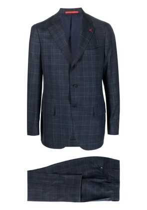 Isaia check-pattern single-breasted blazer - Blue