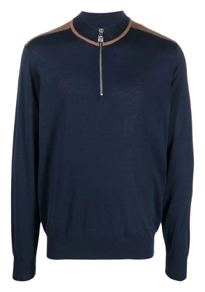 Billionaire zip collar silk-cotton jumper - Blue