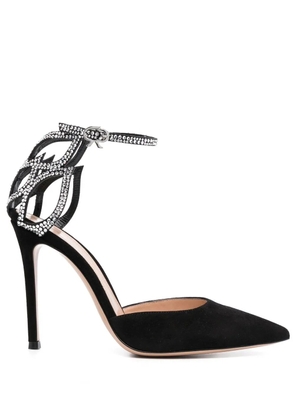 Gianvito Rossi Crystal Fleur 105mm suede pumps - Black