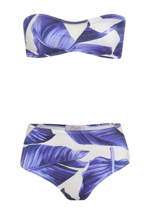 Brigitte leaf-print bikini set - Purple