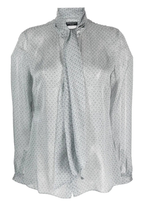 Emporio Armani geometric-pattern silk blouse - Grey