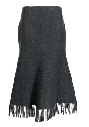 Goen.J fringed A-line wool-blend skirt - Grey