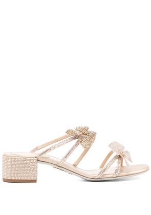 René Caovilla crystal-embellished 50mm sandals - Gold