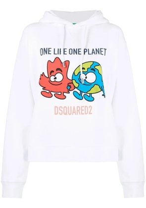 DSQUARED2 graphic-print cotton hoodie - White