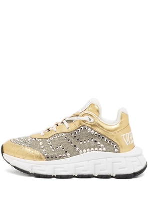 Versace Pre-Owned embellished-upper lace-up sneakers - Gold