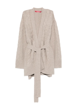 Marina Rinaldi cable-knit tie cardigan - Neutrals