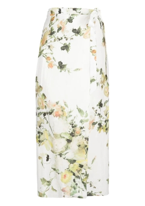 ERDEM Hermia linen midi skirt - Green