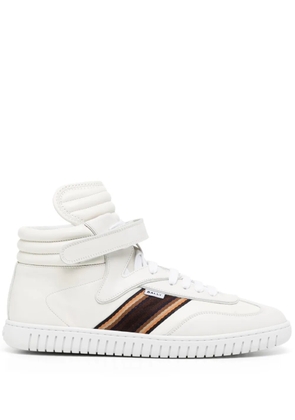Bally side-stripe leather high-top sneakers - White
