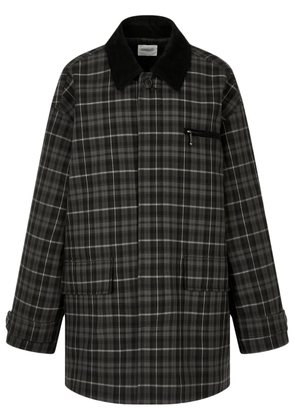TOMBOY tartan check-pattern single-breasted coat - Black