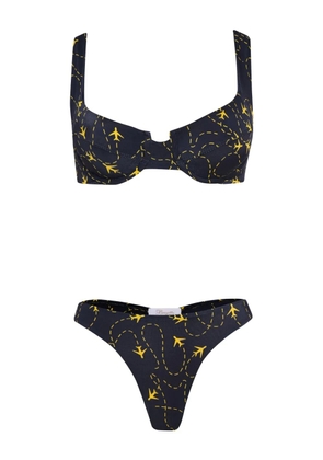Brigitte plane-print bikini set - Blue