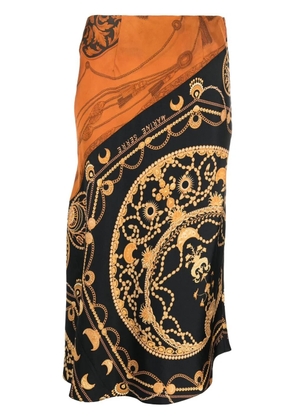 Marine Serre regenerated jewellery-print silk skirt - Orange