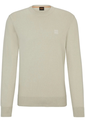 BOSS logo-embroidered crew-neck jumper - Neutrals