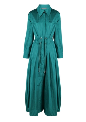 Alberta Ferretti taffeta drawstring-waist maxi dress - Green