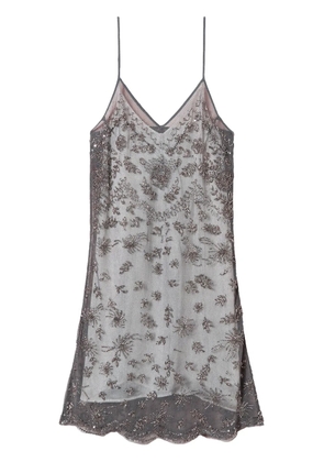 TWINSET embroidered tulle mini dress - Grey