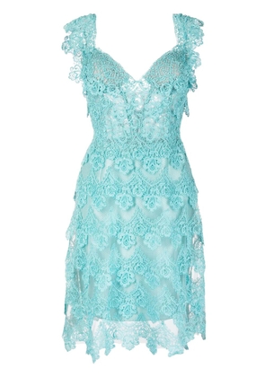 Gemy Maalouf guipure lace panel semi-sheer midi dress - Blue