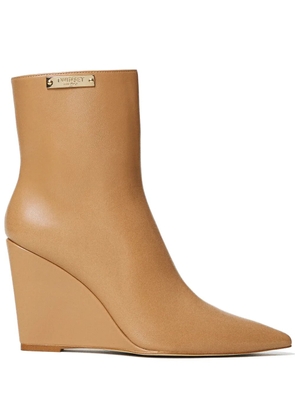 TWINSET 100mm logo-plaque ankle boots - Neutrals