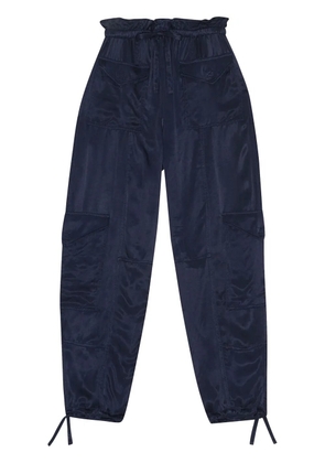 GANNI drawstring satin high-waisted trousers - Blue