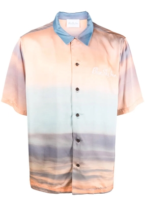 BLUE SKY INN sunrise-print short-sleeve satin shirt - Orange