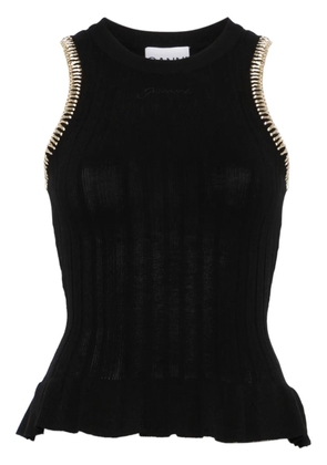 GANNI whipstitch trim tank top - Black