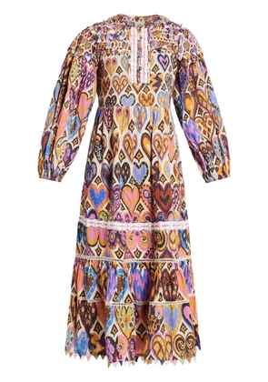 FARM Rio heart-print midi dress - Neutrals