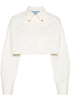Prada pintuck-detail cropped jacket - Neutrals