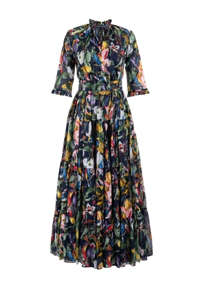 Samantha Sung Eden floral-print ruffled maxi dress - Blue
