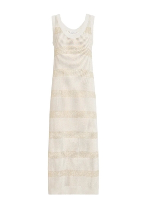Brunello Cucinelli striped sleevess midi dress - Neutrals