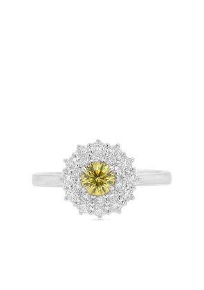 HYT Jewelry platinum white and yellow diamond ring - Silver