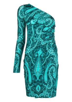 ETRO paisley-print one-shoulder dress - Green
