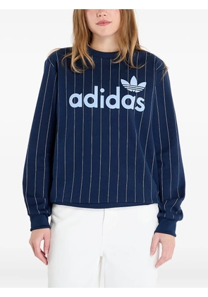 adidas pinstripe-pattern graphic-print sweatshirt - Blue