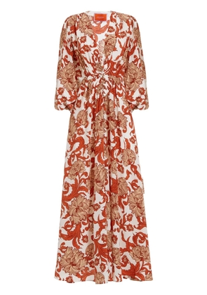 La DoubleJ Camerino abstract-pattern silk dress - Red