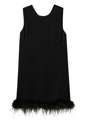 TWINSET feather-detail satin-finish mini dress - Black