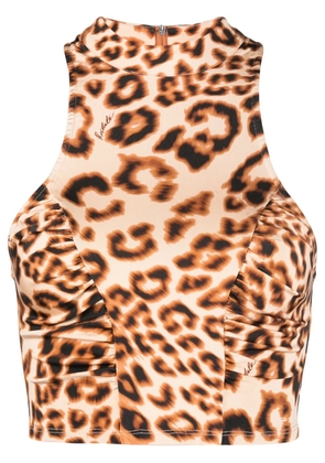 ROTATE BIRGER CHRISTENSEN leopard-pattern crop top - Brown