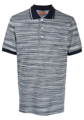Missoni horizontal-stripe knitted polo shirt - Blue