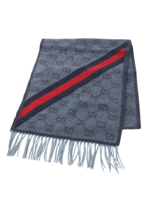 Gucci Pre-Owned 2020s GG-monogram fringed scarf - Blue