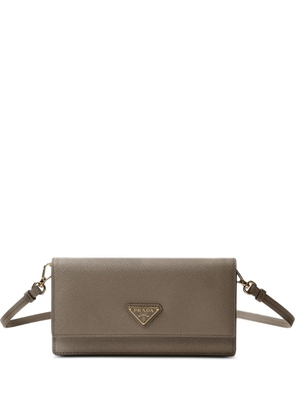Prada triangle-logo leather mini bag - Grey