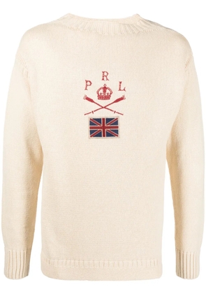 Polo Ralph Lauren logo-embroidered cotton-blend jumper - Neutrals