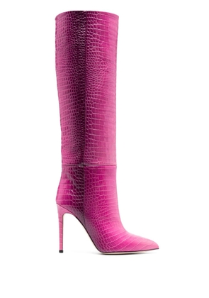 Paris Texas crocodile-effect 105mm leather boots - Pink